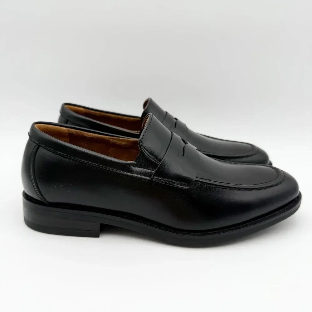 Florsheim Kids Boys Rucci Moc Toe Penny Loafers US 1.5 M Black Leather NIB